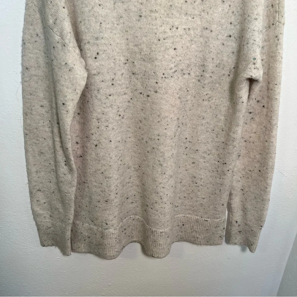 Loft Women's Size XS Flecked Mock Neck Tunic Sweater Cream Speckled Textured